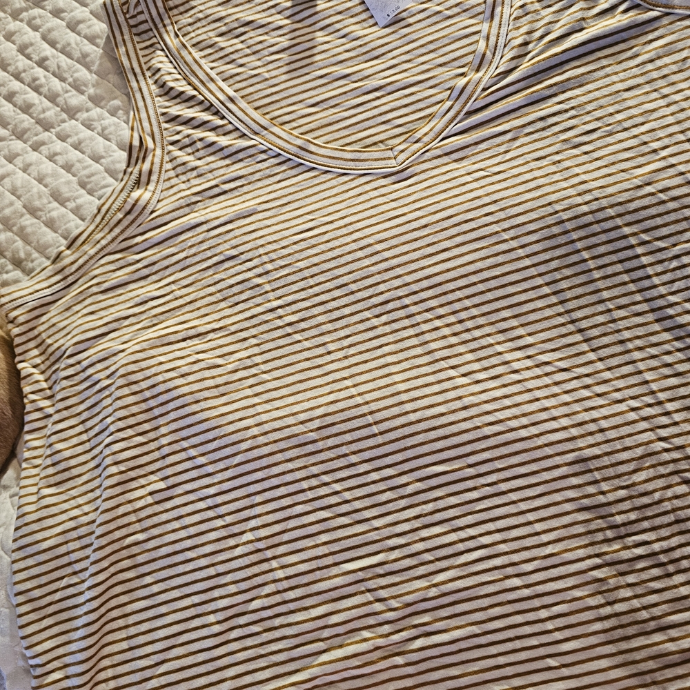 Old Navy Yellow and White Striped V-Neck Tank Top